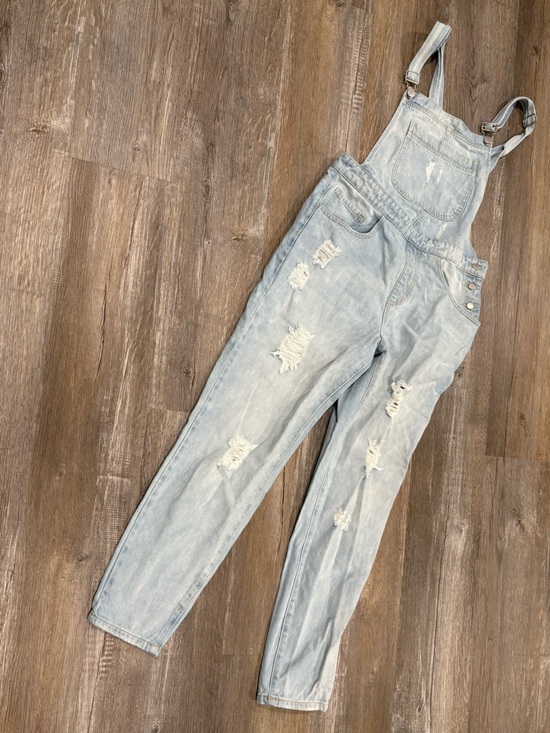 Forever 21 Denim - Forever 21 Light Blue Distressed Women's Denim Overalls